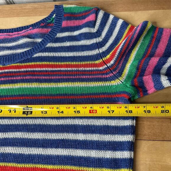 Talbots Petunia Stripe Linen Crewneck Sweater Lightweight 3/4 Sleeve Top *Small* - Picture 6 of 8